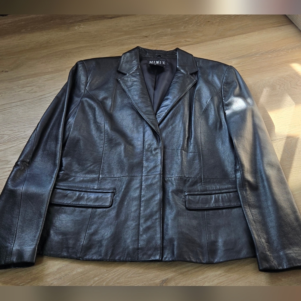 Mixit Genuine Leather Jacket in Black